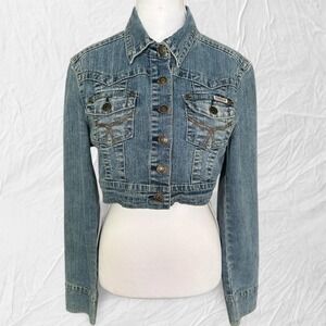 Y2K Hydraulic cropped blue denim jacket